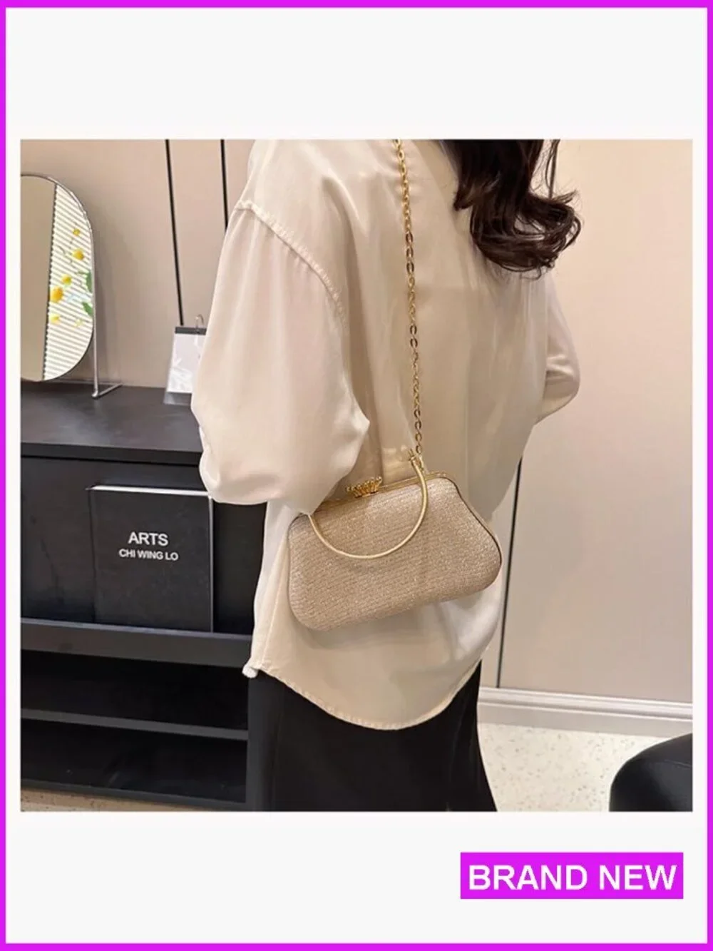 Evening Clutch Purse Sequin Bag Sparkling Handbag with Chain for Formal Events